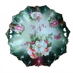 Antique M.K. / M.Z. Austria Hand-Painted Floral Roses Porcelain Decorative Plate